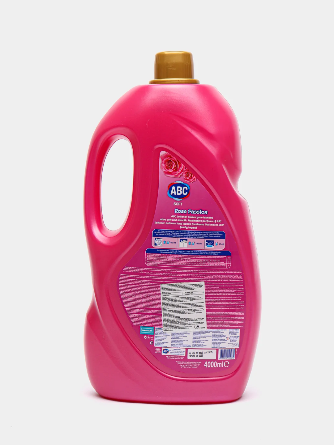Розовый кондиционер-смягчитель для белья АВС парфюмерный, 4000 ml