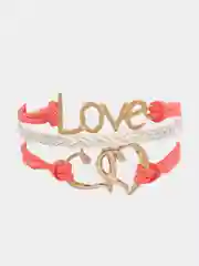 Коралловый женский браслет Love