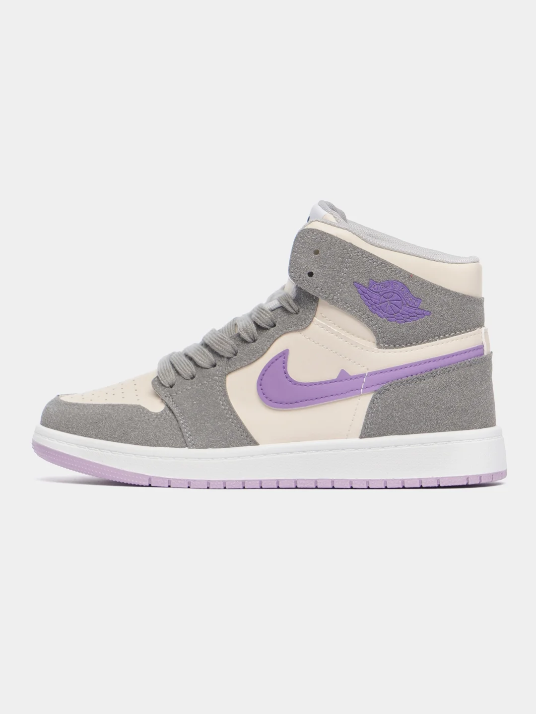 Серый металлик кроссовки женские высокие Nike, Air Jordan