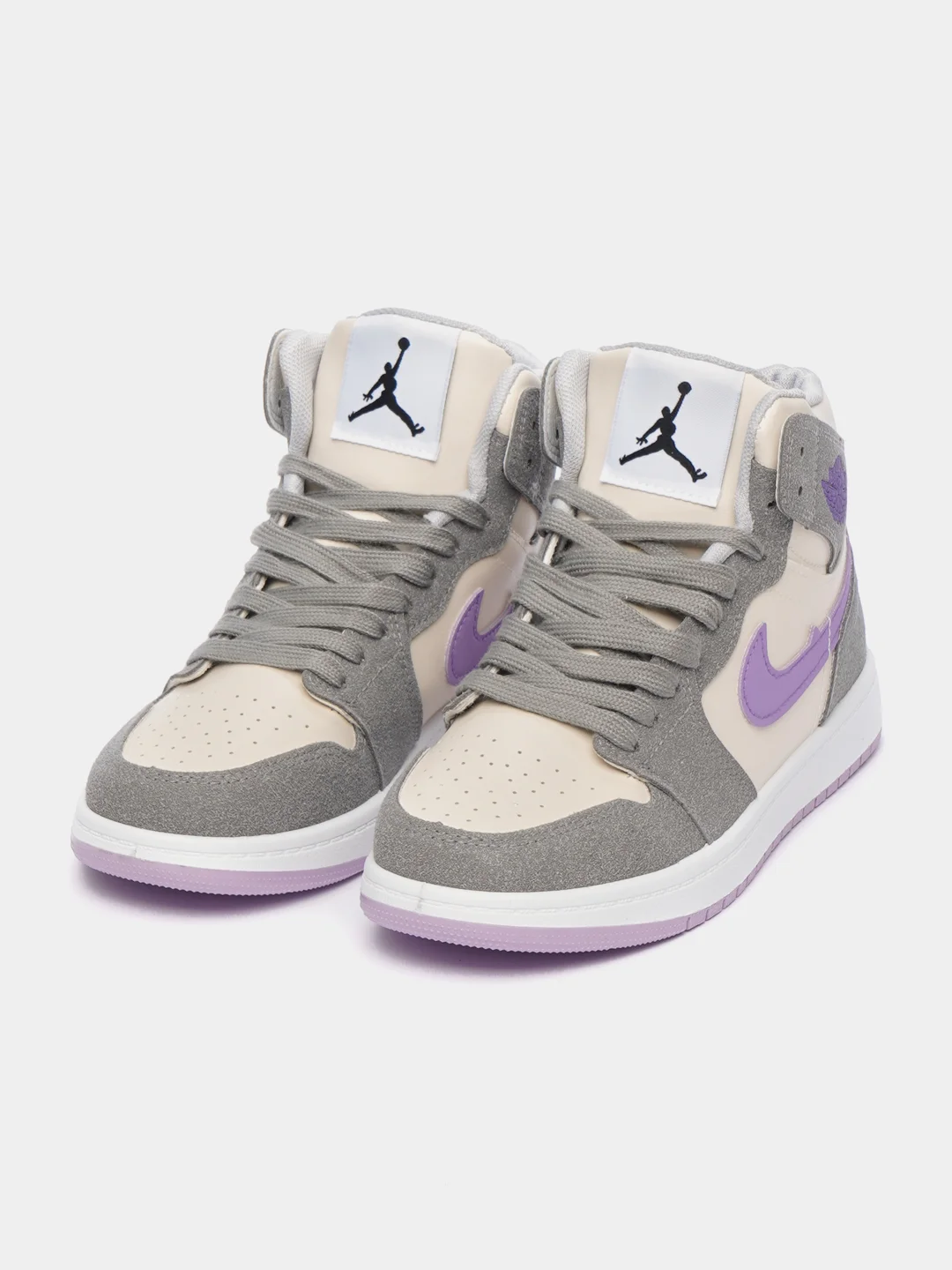 Серый металлик кроссовки женские высокие Nike, Air Jordan