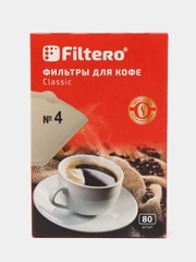 Фильтры для кофеварок неотбеленные Filtero Classic №4, комплект 80 штук