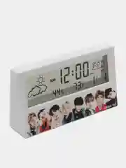 Розовый часы кпоп, настольные часы kpop, часы с термометром
