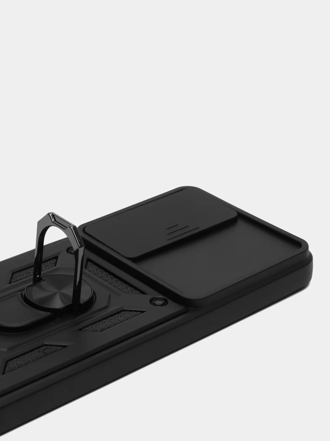 Черный чехол Honor X7B / Хонор Х7Б противоударный, с металлической подставкой кольцом