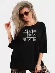 Черный женская футболка с длинным рукавом, большие размеры