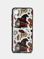 Тёмно-бордовый чехол с ярким рисунком/принтом на Samsung Galaxy A03 Core (Самсунг А03 кор)