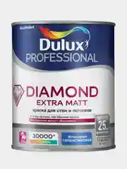 Белый краска DULUX DIAMOND EXTRA MATT, 1 л, стены и потолки, акриловая, глубокоматовая, белая