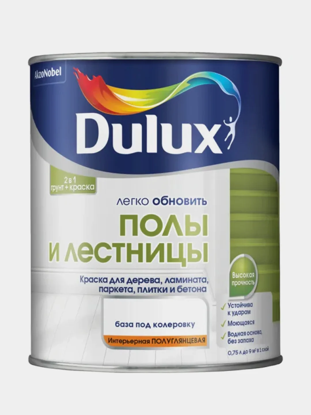 Белый краска Dulux Полы и лестницы, белая, 0,75 л