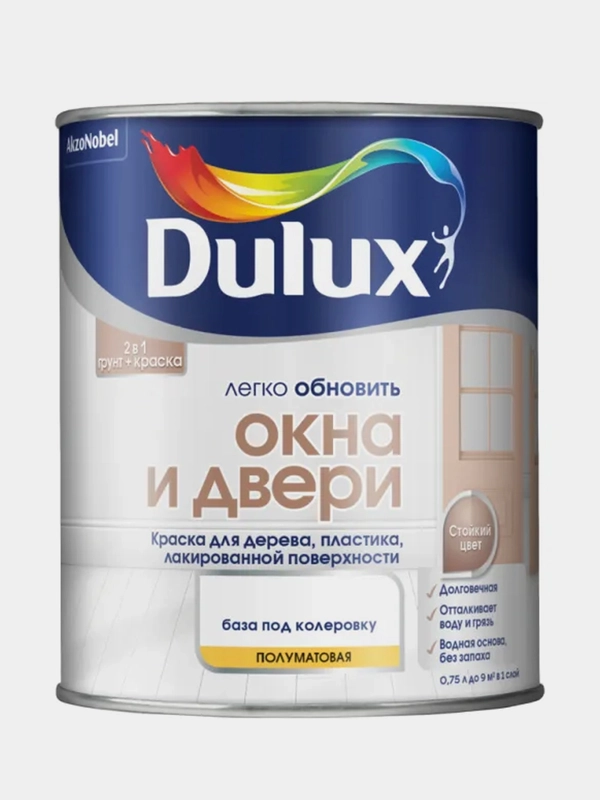 Краска Dulux Окна и двери, белая, 0,75 л