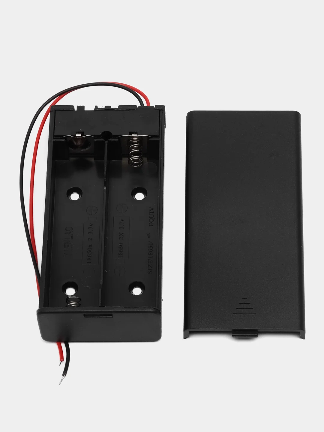Черный батарейный отсек 2 x 18650 Li-ion закрытый с выключателем