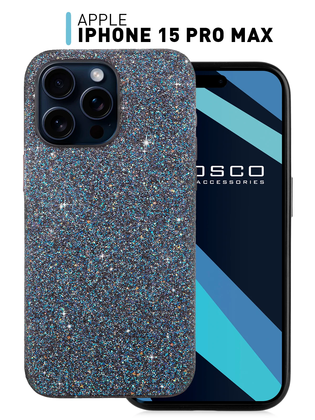 Чехол на Apple iPhone 15 Pro Max блестящий ROSCO пластиковый с силиконом, камнями стразами