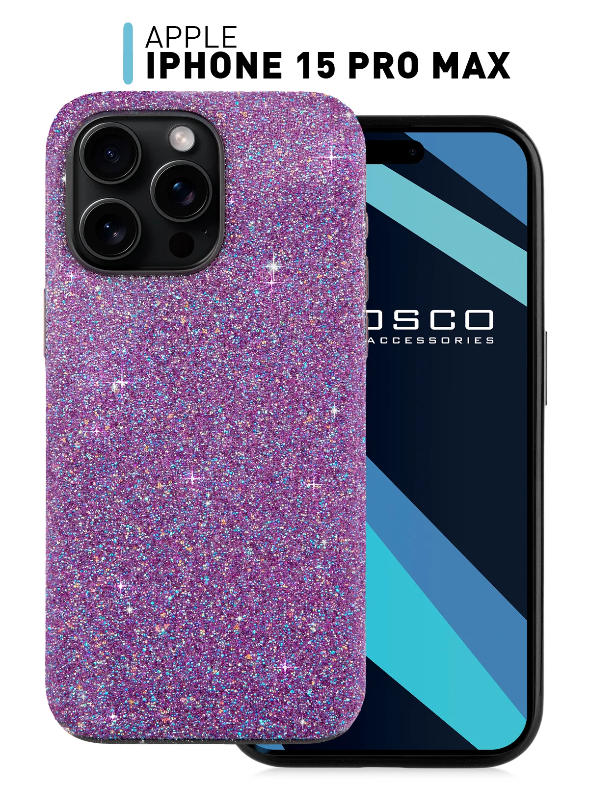 Чехол на Apple iPhone 15 Pro Max блестящий ROSCO пластиковый с силиконом, камнями стразами