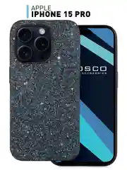 Чехол на Apple iPhone 15 Pro блестящий ROSCO пластиковый с силиконом стразами кристаллами