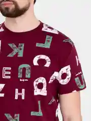 Вишнёвый футболка мужская с принтом, хлопок