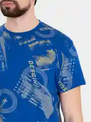 Лазурный футболка мужская с принтом, хлопок