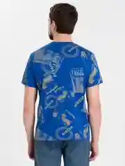 Лазурный футболка мужская с принтом, хлопок