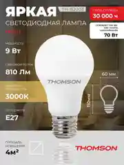 Лампочка светодиодная THOMSON TH-B2003 9 Вт, E27, А60, груша, 3000K теплый белый свет