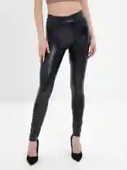 Черный лосины женские из экокожи, без начеса