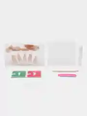 Пастельно-коралловый накладные ногти с дизайном и клеем, набор накладных ногтей