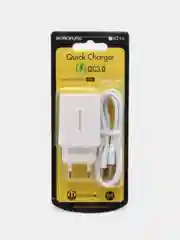 Синий сетевое зарядное устройство с быстрой зарядкой Type-C / micro-USB, зарядник, комплект