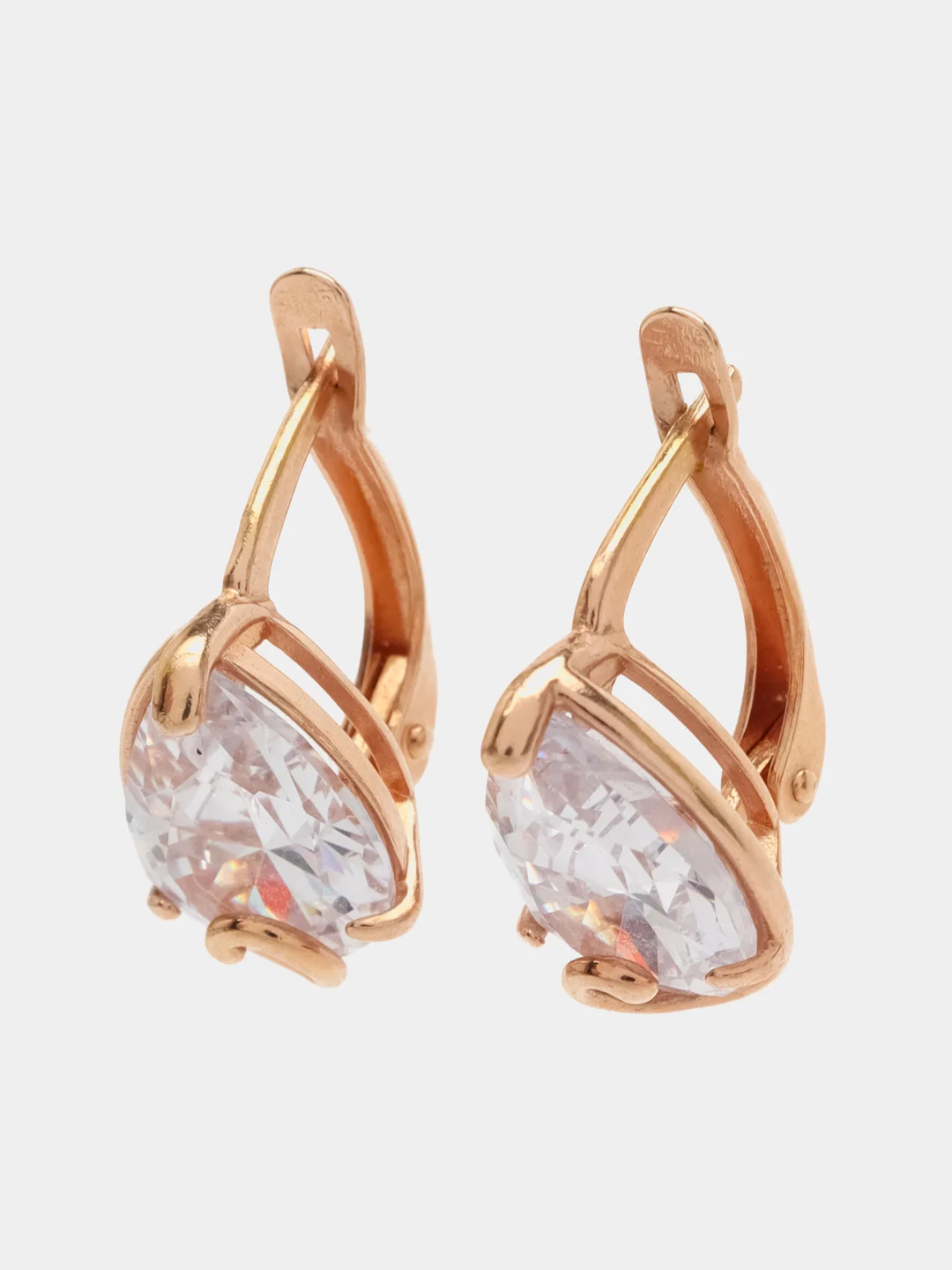 Серьги с фианитом, латунь
