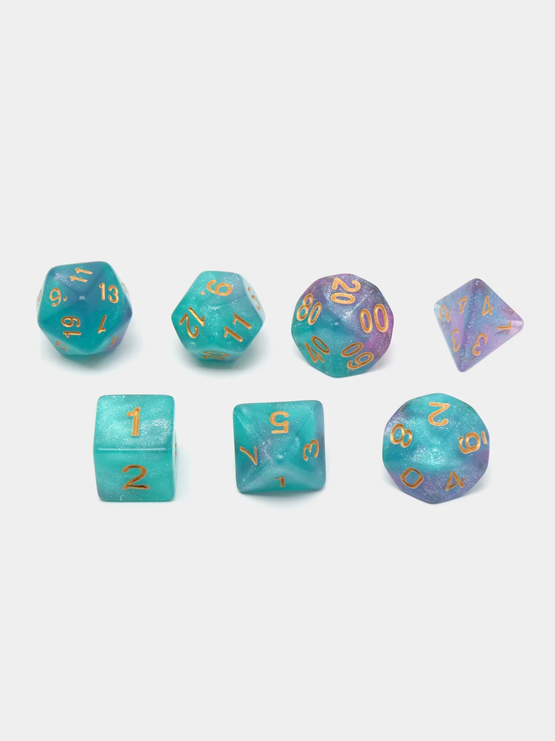 Бирюзовый игральные кости-дайсы для настольных и ролевых игр, 7 штук в наборе, Dungeons and Dragons