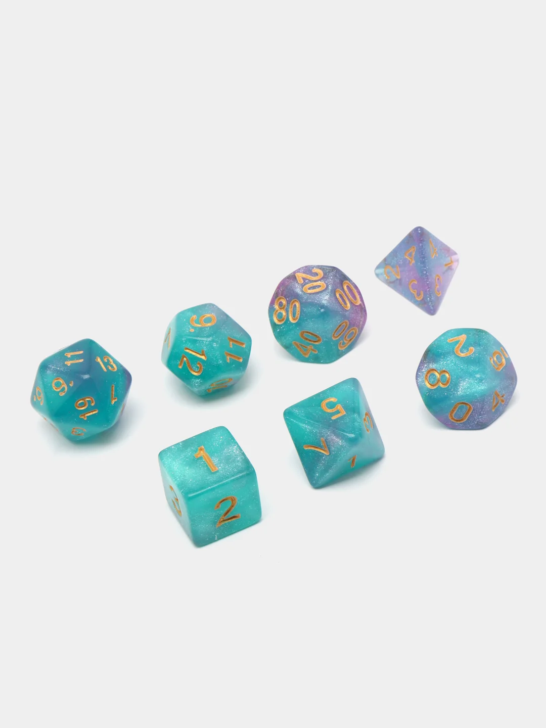 Бирюзовый игральные кости-дайсы для настольных и ролевых игр, 7 штук в наборе, Dungeons and Dragons