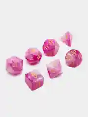 Фуксия игральные кости-дайсы для настольных и ролевых игр, 7 штук в наборе, Dungeons and Dragons