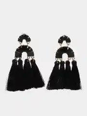 Черный серьги женские, с кисточками, подарок на 8 марта маме, дочери, коллеге, сестре
