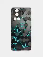 Бирюзовый чехол на Huawei Nova 12 Pro / Хуавей Нова 12 Про прозрачный, с рисунком, защита камеры