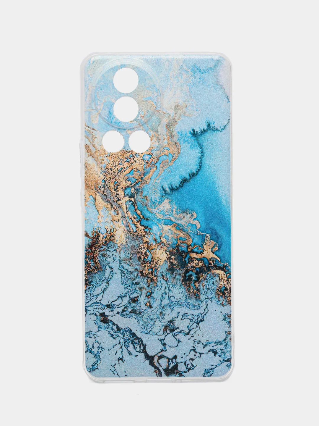 Голубой чехол на Huawei Nova 12 Pro / Хуавей Нова 12 Про прозрачный, с рисунком, защита камеры