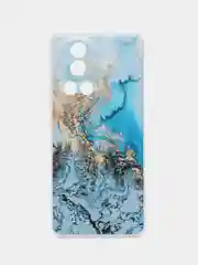 Голубой чехол на Huawei Nova 12 Pro / Хуавей Нова 12 Про прозрачный, с рисунком, защита камеры
