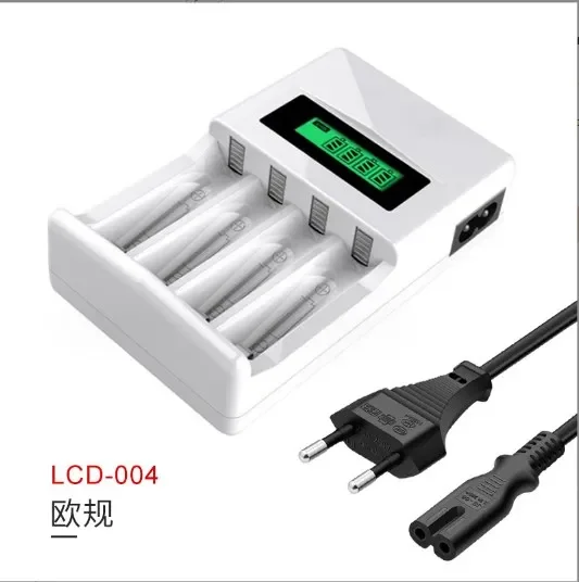 Белый умное зарядное устройство для аккумуляторов ААА / АА с LCD-индикацией заряда