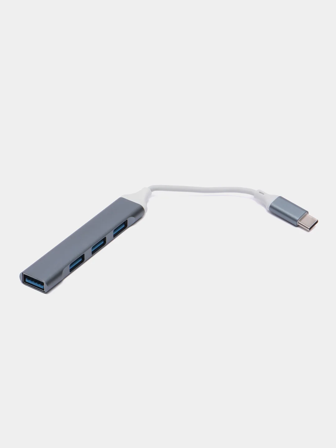 Серый usb-хаб, разветвитель на 4 порта Type-C, HUB 3.0 концентратор, переходник