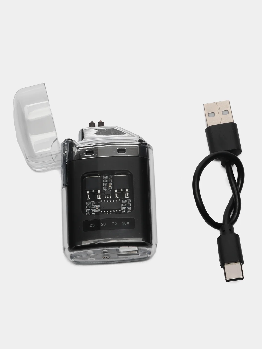 Черный зажигалка электронная USB, плазменная спираль