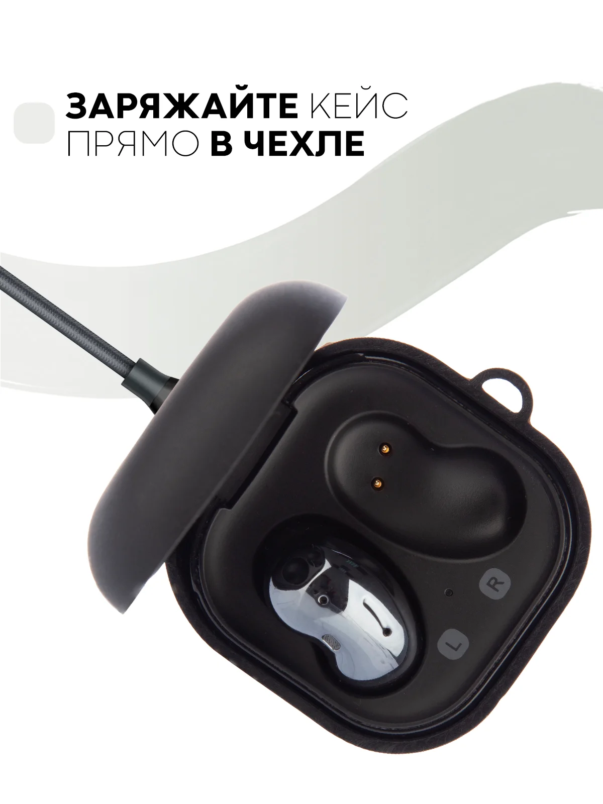 Черный чехол на Samsung Galaxy Buds 2/Live/Pro/2 Pro/FE для наушников КАРТОФАН силикон матовый