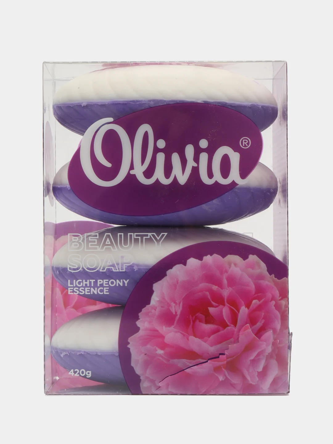 Мыло твердое, туалетное, для рук, тела и лица Olivia Пион, 4х105 гр, 4 упаковки, 420 гр