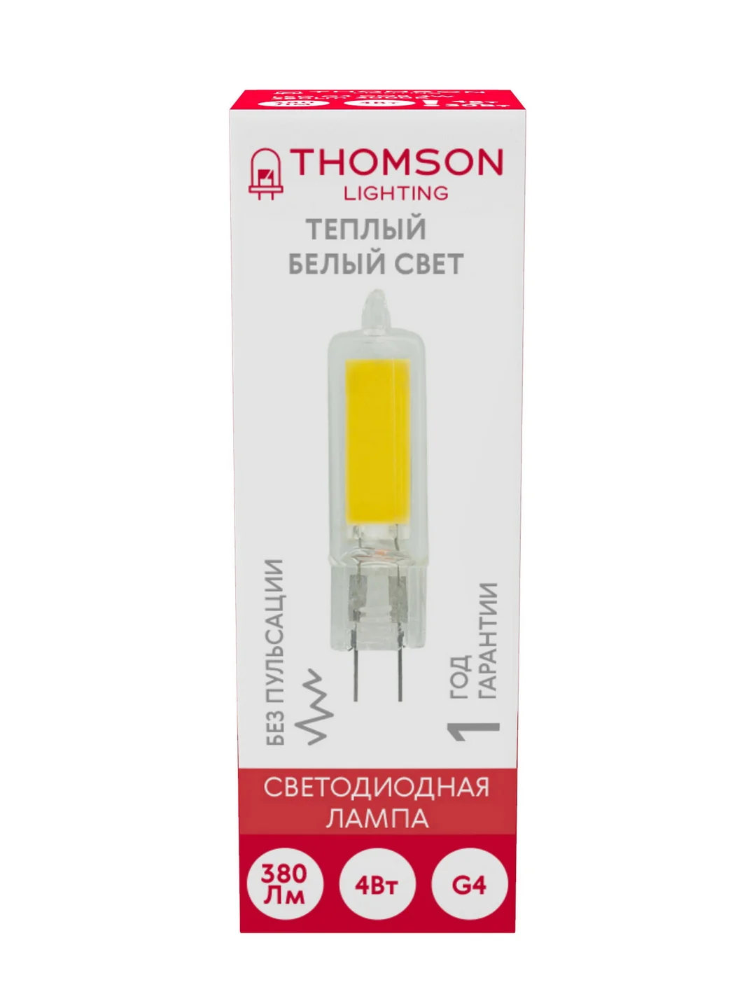 Лампочка светодиодная THOMSON TH-B4218 4 Вт, G4, капсула, 3000K теплый белый свет