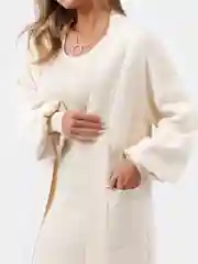 Молочный платье с кардиганом, комплект двойка, женский костюм
