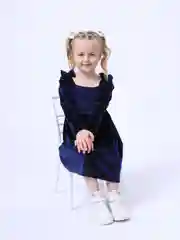Темно-синий платье для девочки плюшевое, размеры 28-36 (возраст 2-7 лет)