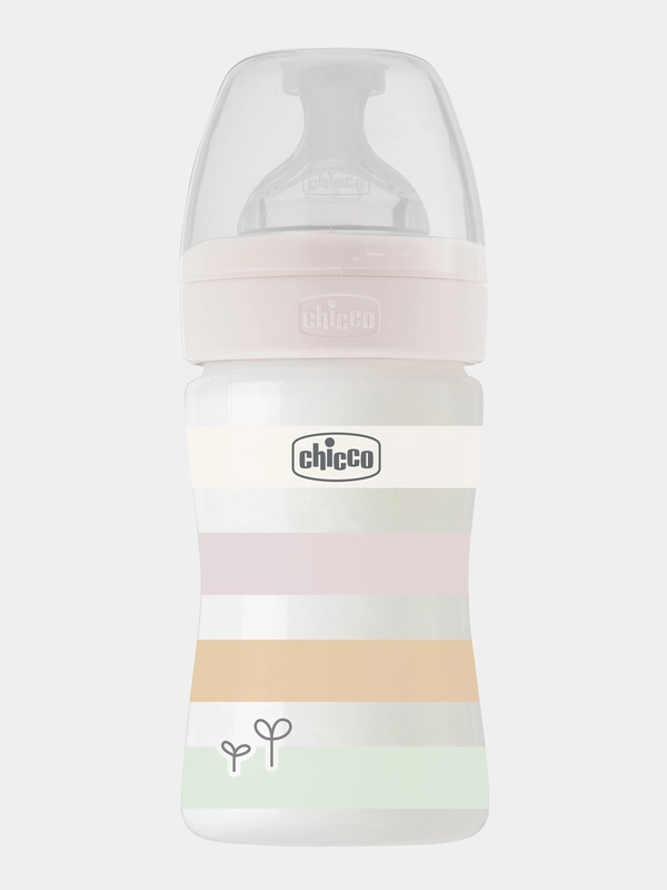 CHICCO Бутылочка Well-Being Girl 0мес.+,сил.соска медл.поток,РР,150мл.,бел