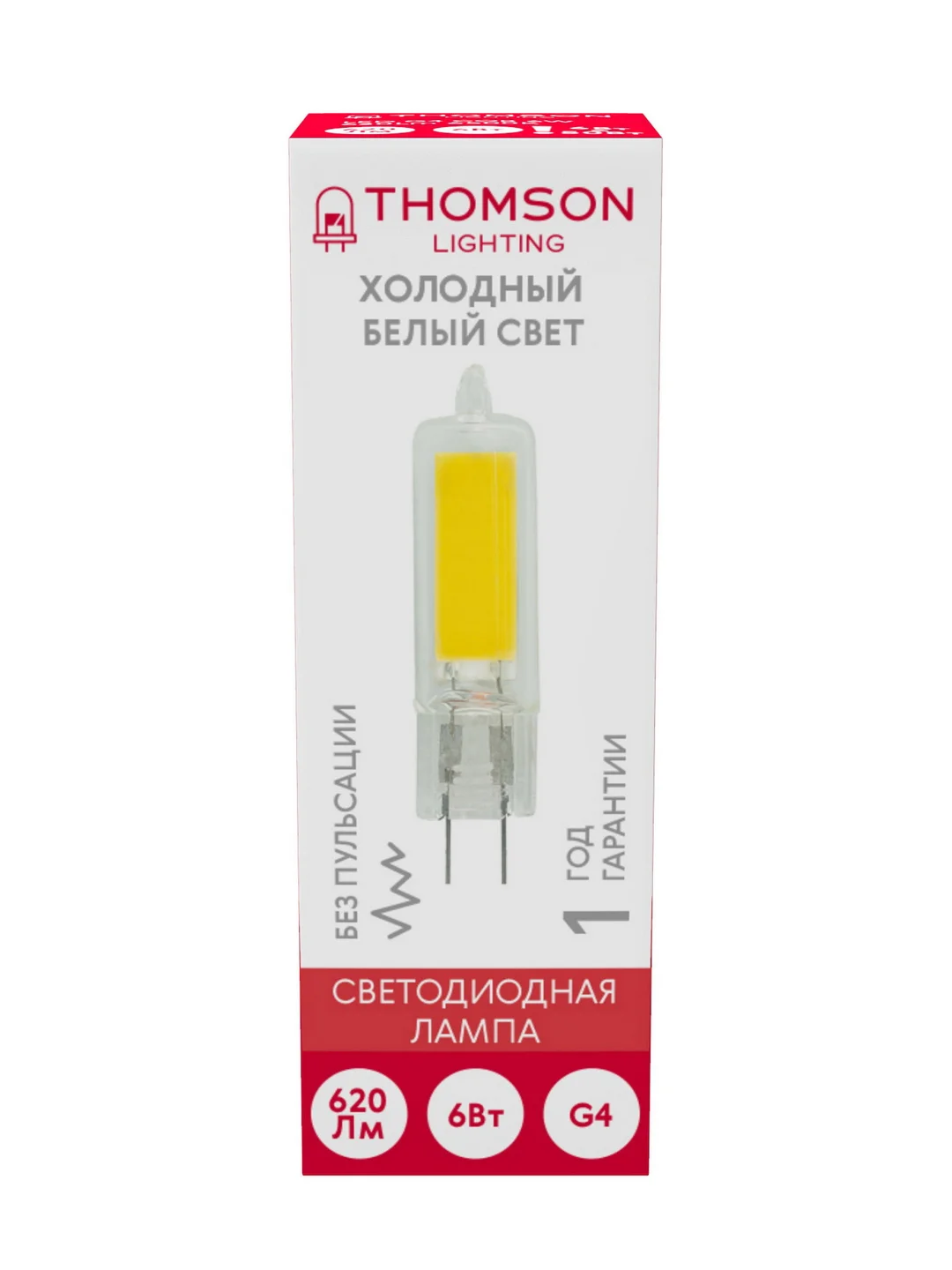Лампочка светодиодная THOMSON TH-B4221 6 Вт, G4, капсула, 6500K холодный белый свет