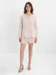Бежевый костюм с шортами женский из муслина