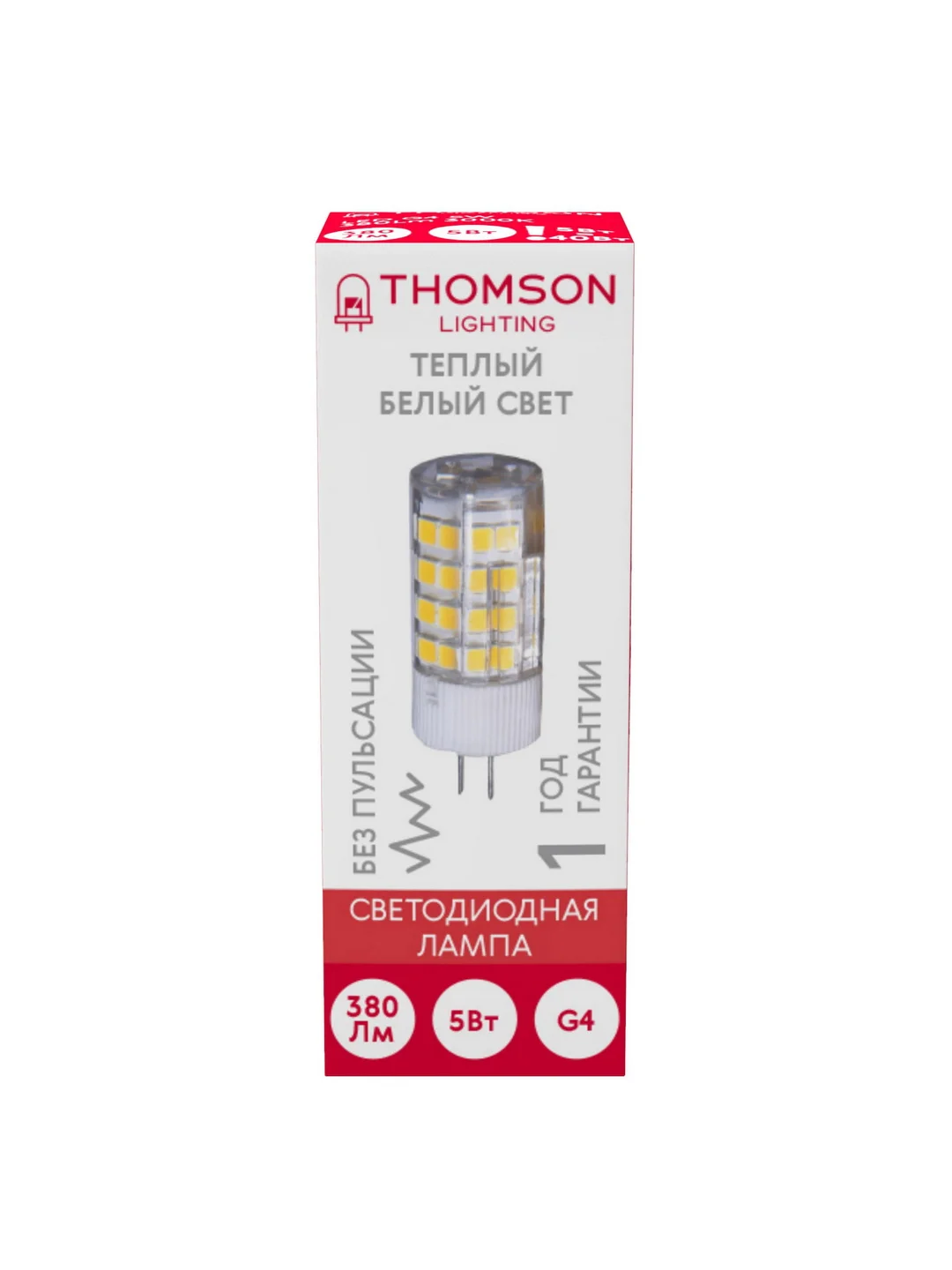 Лампочка светодиодная THOMSON TH-B4228 5 Вт, G4, капсула кукуруза, 3000K теплый свет