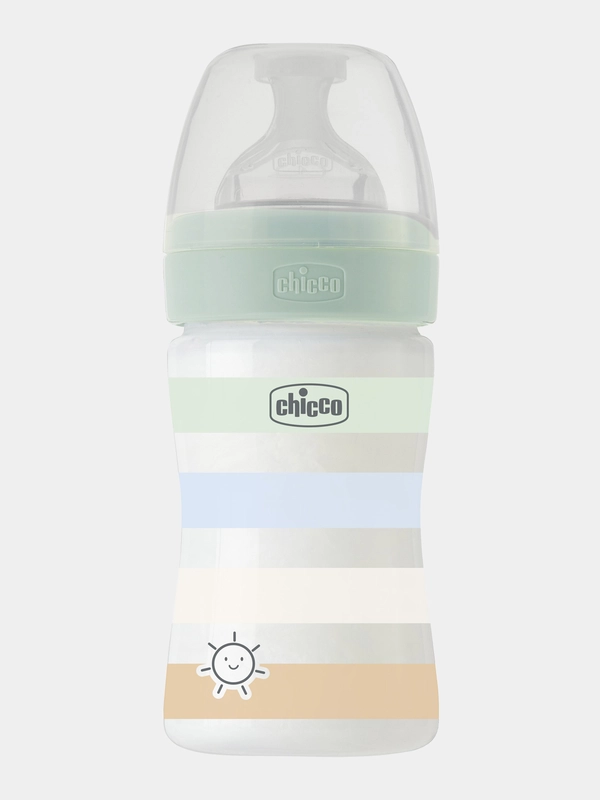 CHICCO Бутылочка Well-Being Boy 0мес.+,сил.соска медл.поток,РР,150мл.,зелен