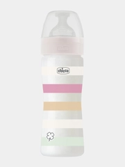 CHICCO Бутылочка Well-Being Girl 2мес.+,сил.соска средн.поток,РР,250мл.,бел