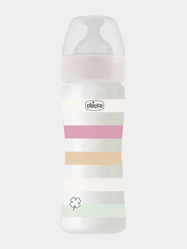 CHICCO Бутылочка Well-Being Girl 2мес.+,сил.соска средн.поток,РР,250мл.,бел
