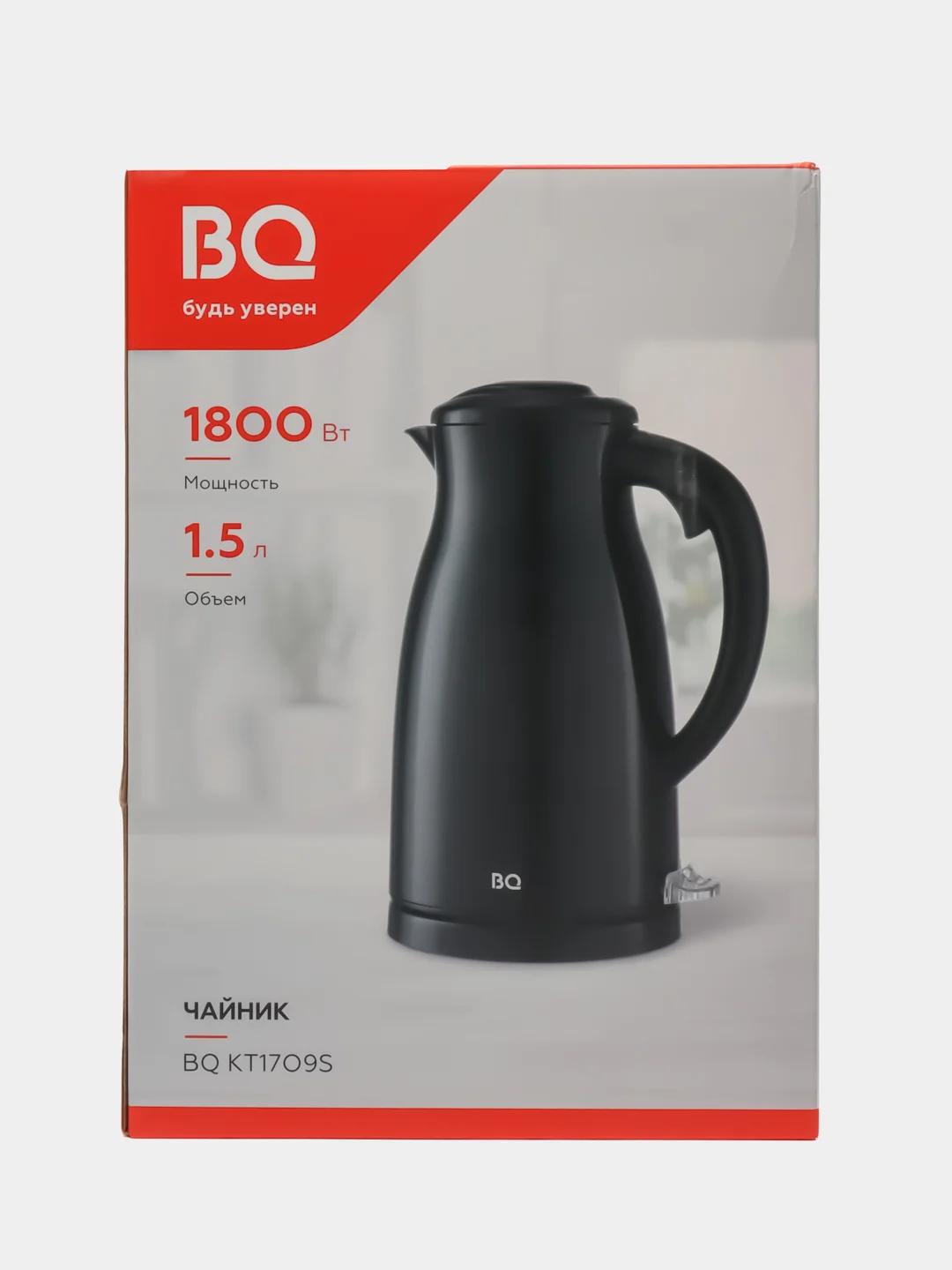 Белый чайник BQ KT1709S, ЭФФЕКТ ТЕРМОСА, МОЩНОСТЬЮ 2200 Вт, 2.5л, ВСТРОЕННЫЙ ТЕРМОМЕТР