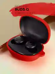 Красный чехол на Realme Buds Q для беспроводных наушников силиконовый КАРТОФАН матовый soft-touch