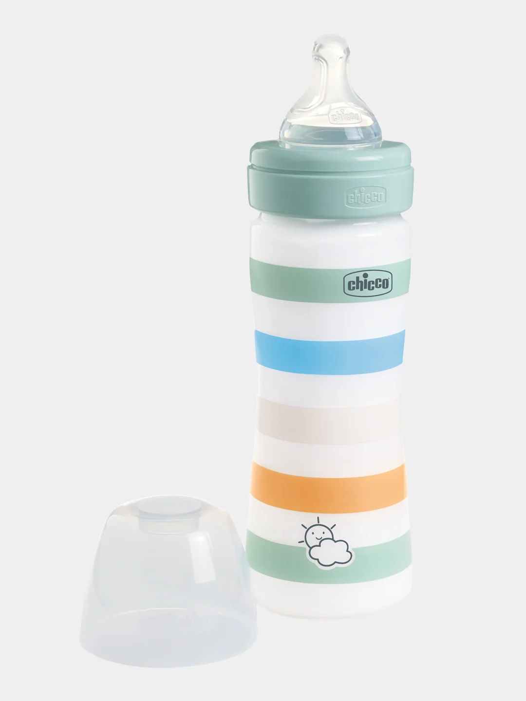 CHICCO Бутылочка Well-Being Boy 2мес.+,сил.соска средн.поток,РР,250мл.,зелен