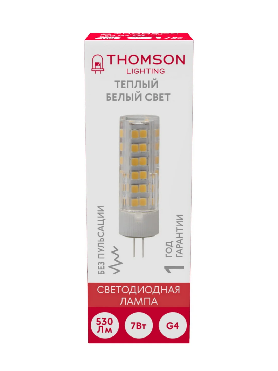 Лампочка светодиодная THOMSON TH-B4232 7 Вт, G4, капсула кукуруза, 3000K теплый свет